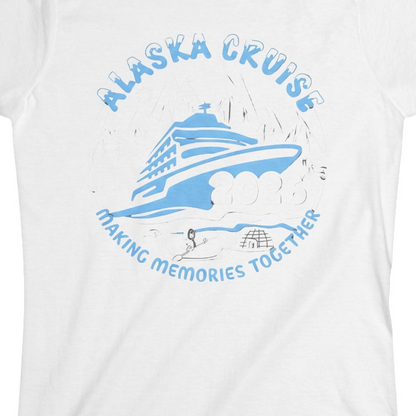 Alaska Cruise 2026 Family Adventure Shirt with Wildlife and Nature — Ladies Tee Ladies T-Shirt – White – Alaska Cruise Shirts Close Up