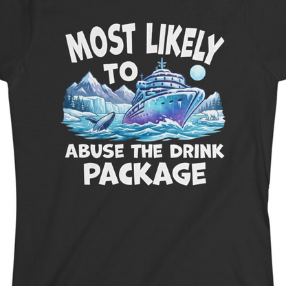 Funny Alaska Cruise Shirt Ladies T-Shirt – Black – Alaska Cruise Shirts Close Up