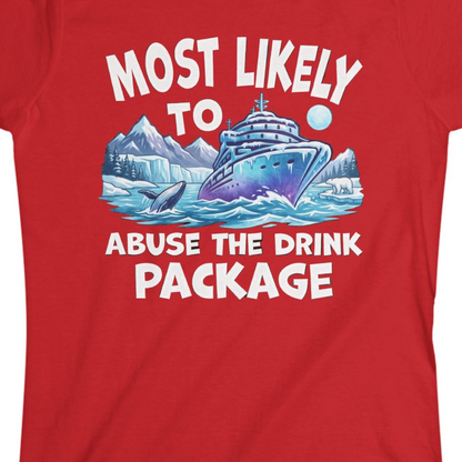 Funny Alaska Cruise Shirt Ladies T-Shirt – Red – Alaska Cruise Shirts Close Up