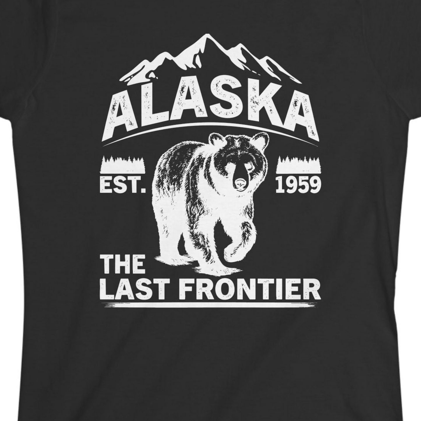 Alaska Bear Shirt Ladies T-Shirt – Black – Alaska Cruise Shirts Close Up