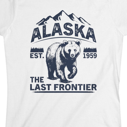 Alaska Bear Shirt Ladies T-Shirt – White – Alaska Cruise Shirts Close Up
