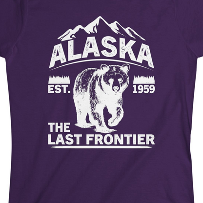 Alaska Bear Shirt Ladies T-Shirt – Purple – Alaska Cruise Shirts Close Up