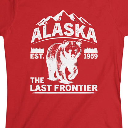 Alaska Bear Shirt Ladies T-Shirt – Red – Alaska Cruise Shirts Close Up