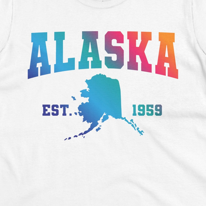 Retro Alaska Est 1959 Shirt Ladies T-Shirt – White – Alaska Cruise Shirts Close Up