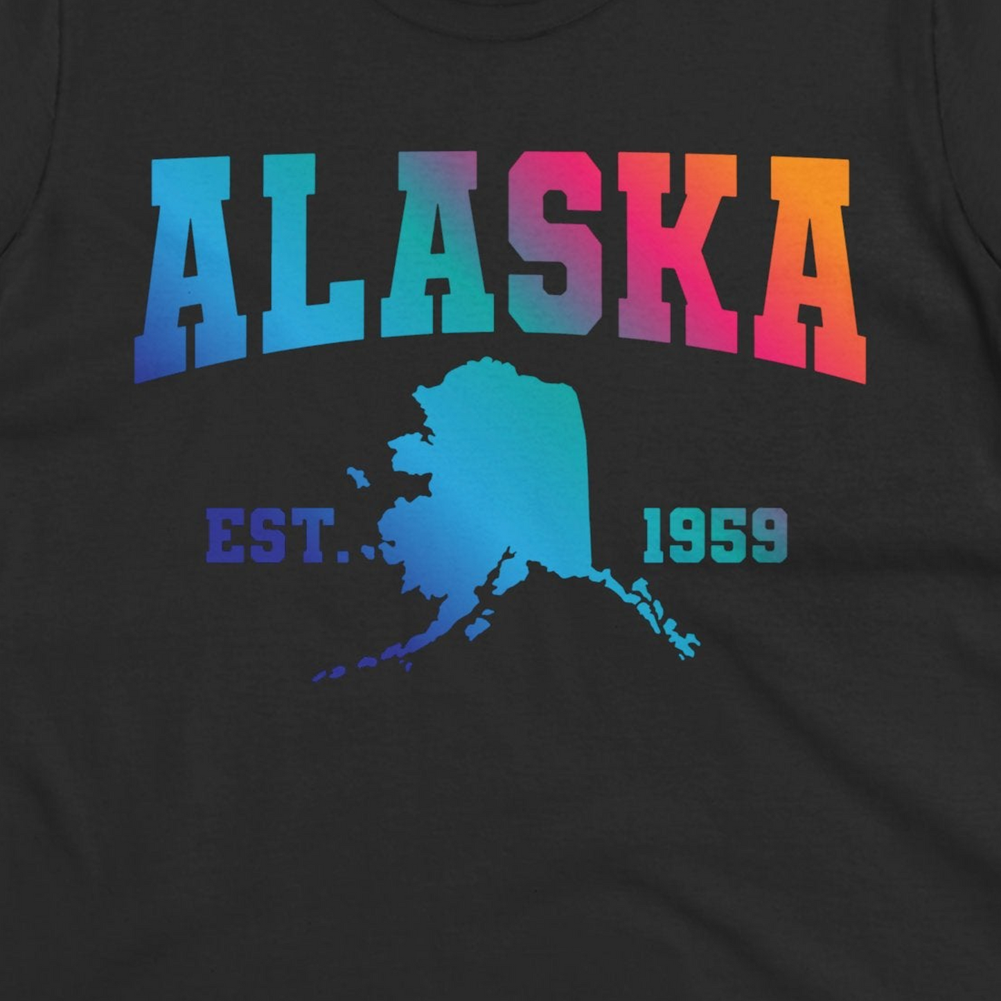 Retro Alaska Est 1959 Shirt Ladies T-Shirt – Black – Alaska Cruise Shirts Close Up