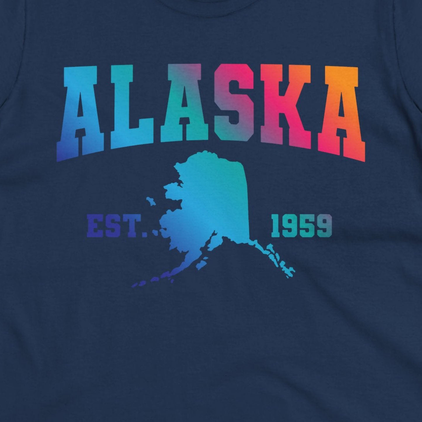 Retro Alaska Est 1959 Shirt Ladies T-Shirt – Navy – Alaska Cruise Shirts Close Up