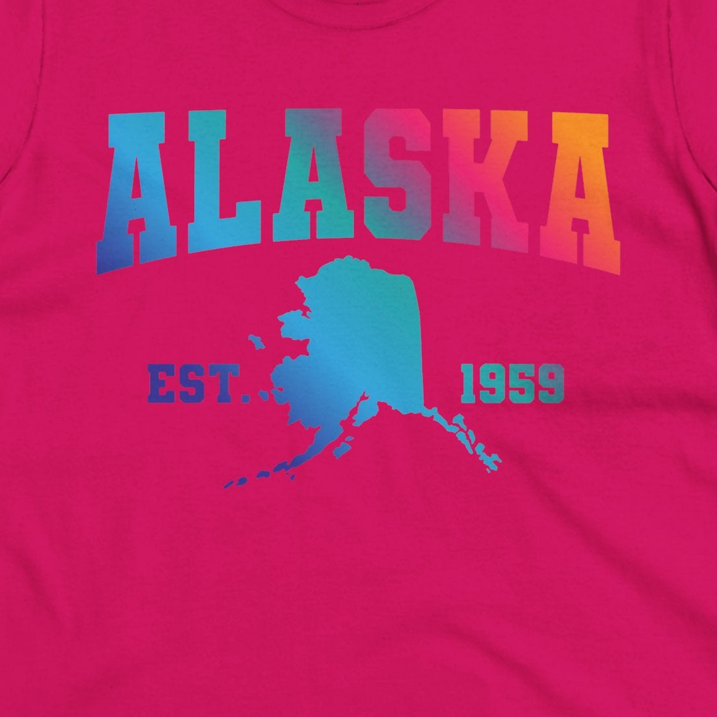 Retro Alaska Est 1959 Shirt Ladies T-Shirt – Heliconia – Alaska Cruise Shirts Close Up