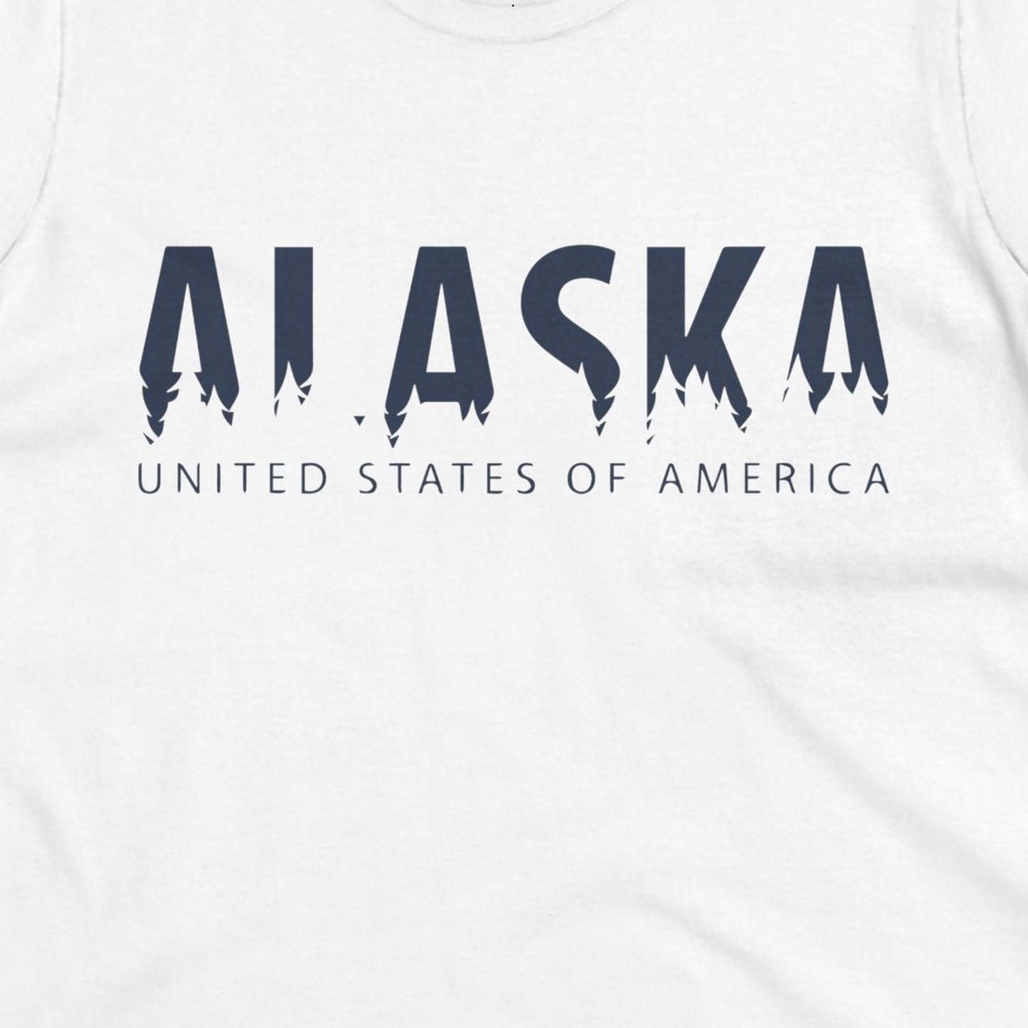 Alaska United States Typography Shirt Ladies T-Shirt – White – Alaska Cruise Shirts Close Up
