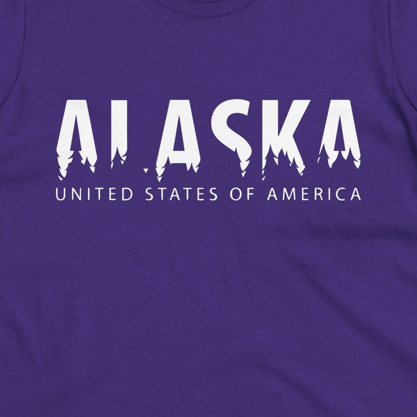 Alaska United States Typography Shirt Ladies T-Shirt – Purple – Alaska Cruise Shirts Close Up