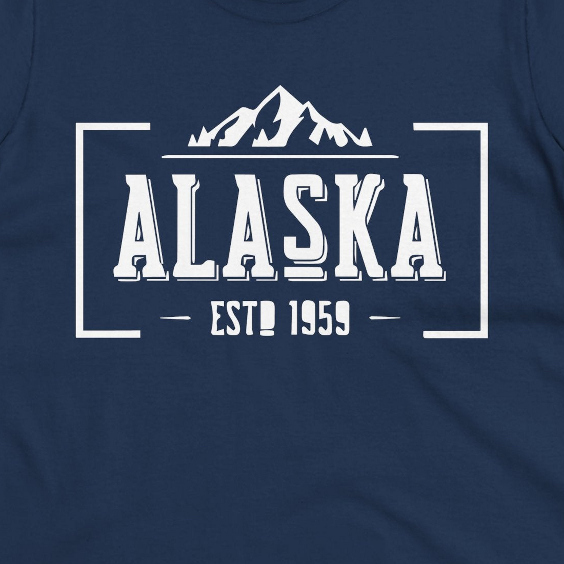 Alaska Mountain Vintage Shirt Ladies T-Shirt – Navy – Alaska Cruise Shirts Close Up