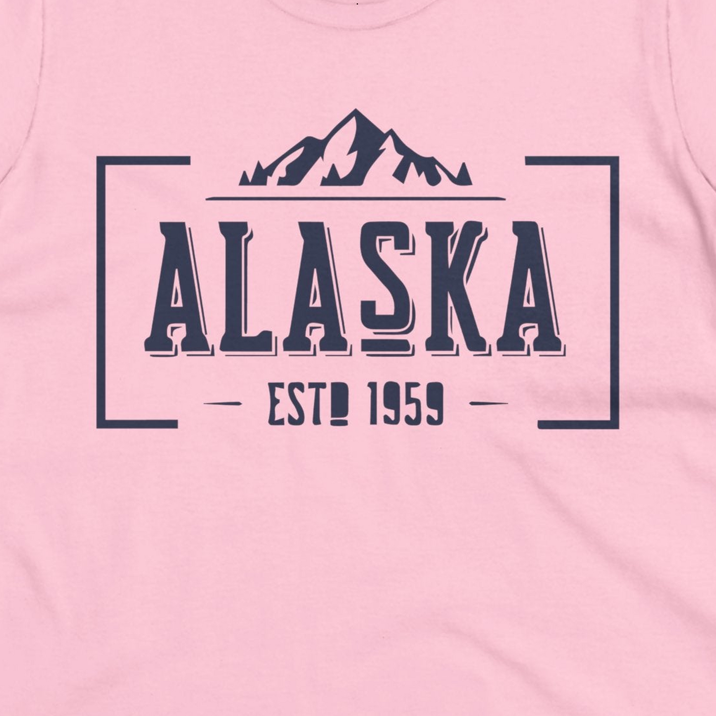 Alaska Mountain Vintage Shirt Ladies T-Shirt – Light Pink – Alaska Cruise Shirts Close Up