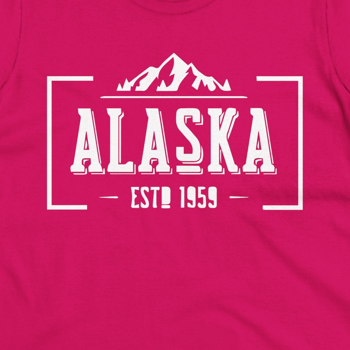 Alaska Mountain Vintage Shirt Ladies T-Shirt – Heliconia – Alaska Cruise Shirts Close Up