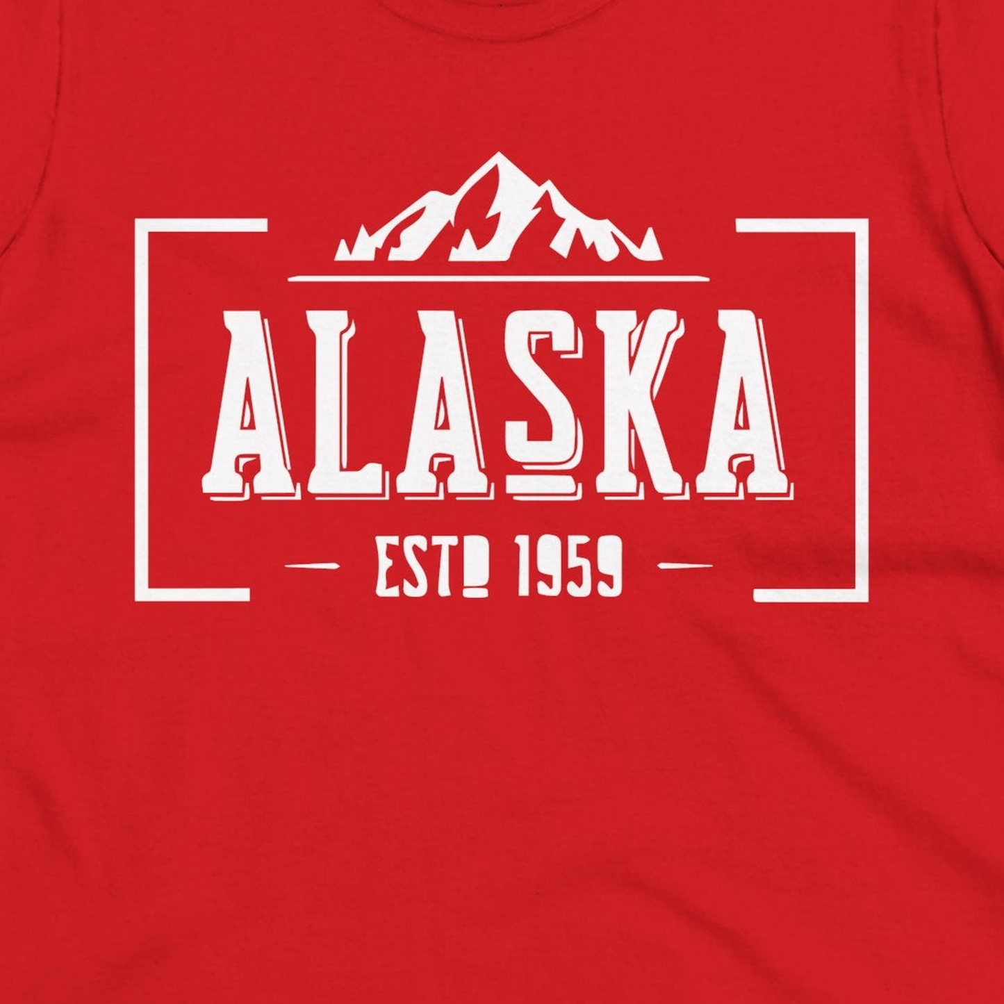 Alaska Mountain Vintage Shirt Ladies T-Shirt – Red – Alaska Cruise Shirts Close Up