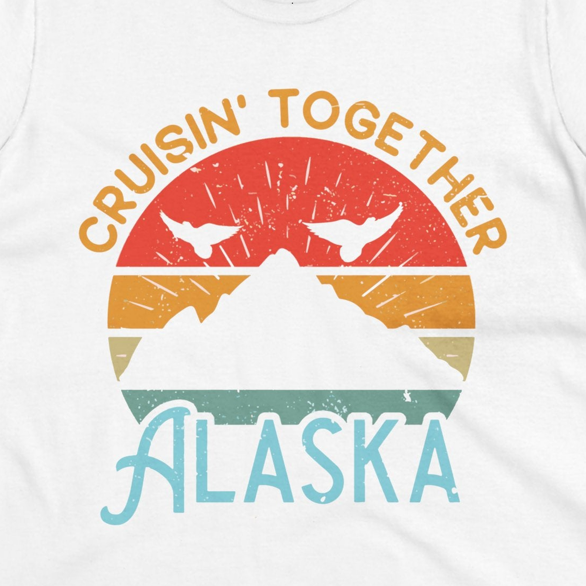 Retro Alaska Cruise Shirt Ladies T-Shirt – White – Alaska Cruise Shirts Close Up