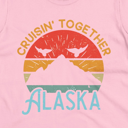 Retro Alaska Cruise Shirt Ladies T-Shirt – Light Pink – Alaska Cruise Shirts Close Up