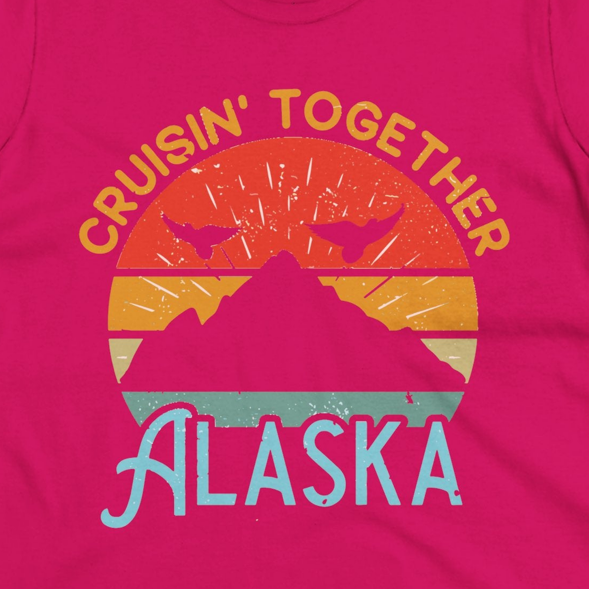 Retro Alaska Cruise Shirt Ladies T-Shirt – Heliconia – Alaska Cruise Shirts Close Up