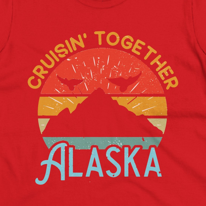 Retro Alaska Cruise Shirt Ladies T-Shirt – Red – Alaska Cruise Shirts Close Up