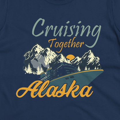 Cruising Together Alaska Mountains Family Alaska Cruise Adventure Shirt — Ladies Tee Ladies T-Shirt – Navy – Alaska Cruise Shirts Close Up