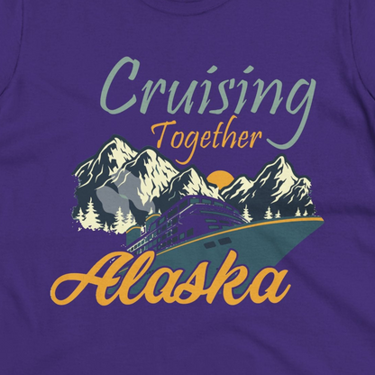 Cruising Together Alaska Mountains Family Alaska Cruise Adventure Shirt — Ladies Tee Ladies T-Shirt – Purple – Alaska Cruise Shirts Close Up