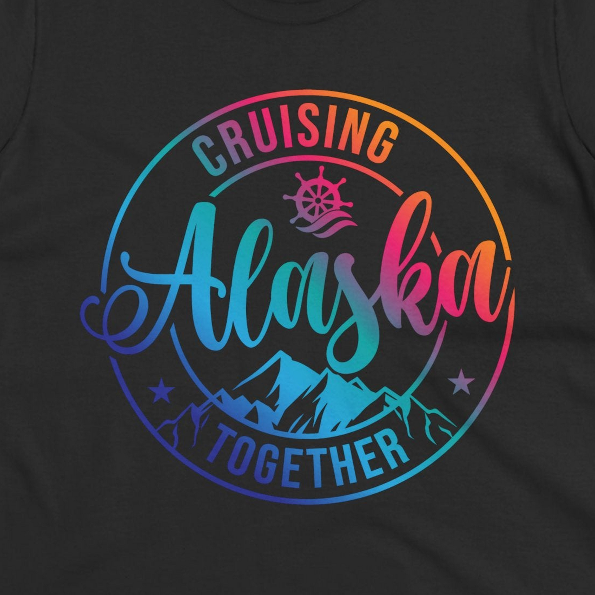 Cruising Alaska Together Shirt Ladies T-Shirt – Black – Alaska Cruise Shirts Close Up