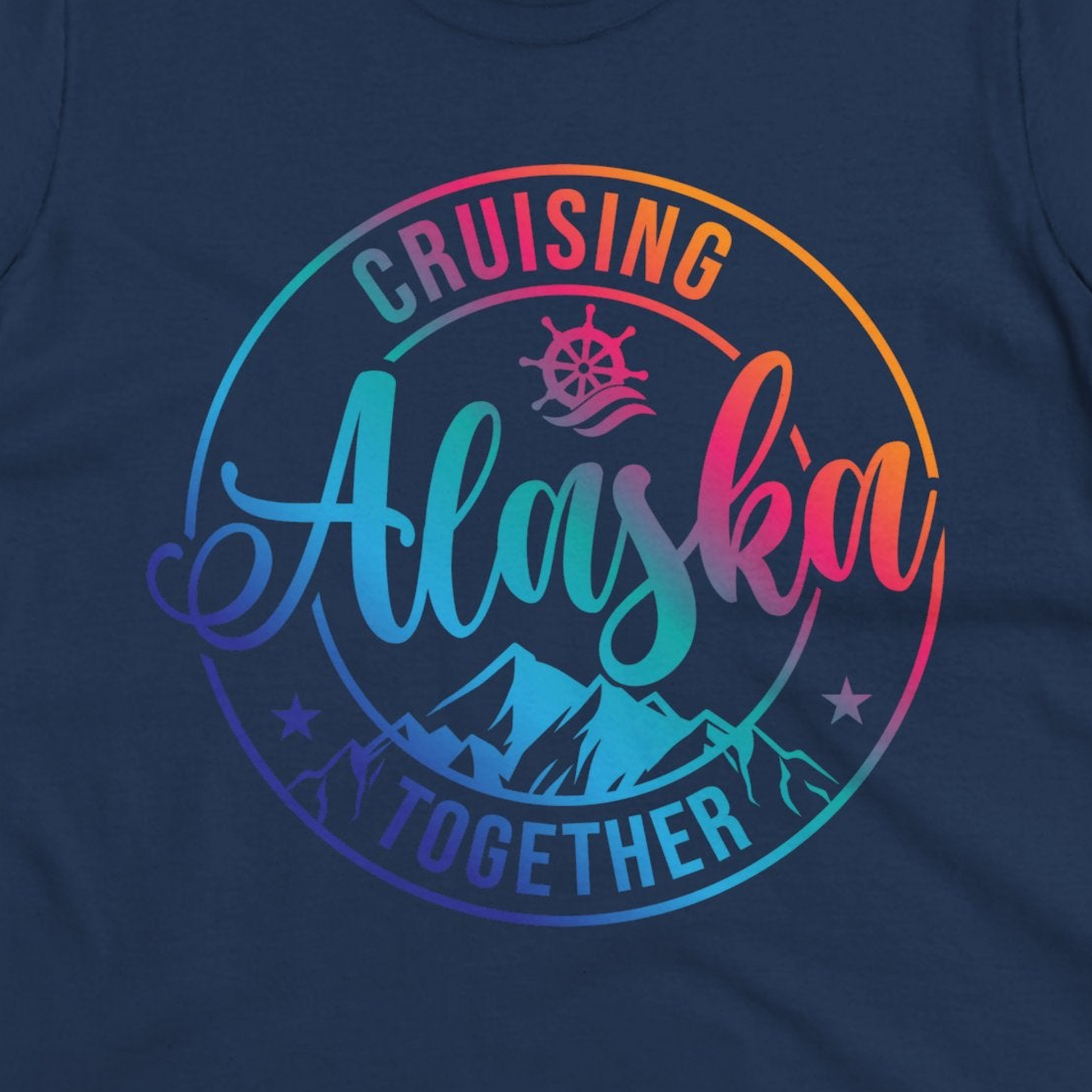 Cruising Alaska Together Shirt Ladies T-Shirt – Navy – Alaska Cruise Shirts Close Up