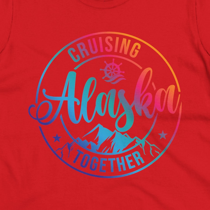 Cruising Alaska Together Shirt Ladies T-Shirt – Red – Alaska Cruise Shirts Close Up