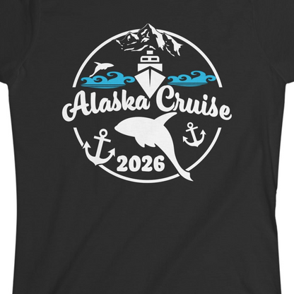 Alaska Cruise 2026 Shirt Ladies T-Shirt – Black – Alaska Cruise Shirts Close Up