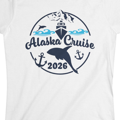Alaska Cruise 2026 Shirt Ladies T-Shirt – White – Alaska Cruise Shirts Close Up