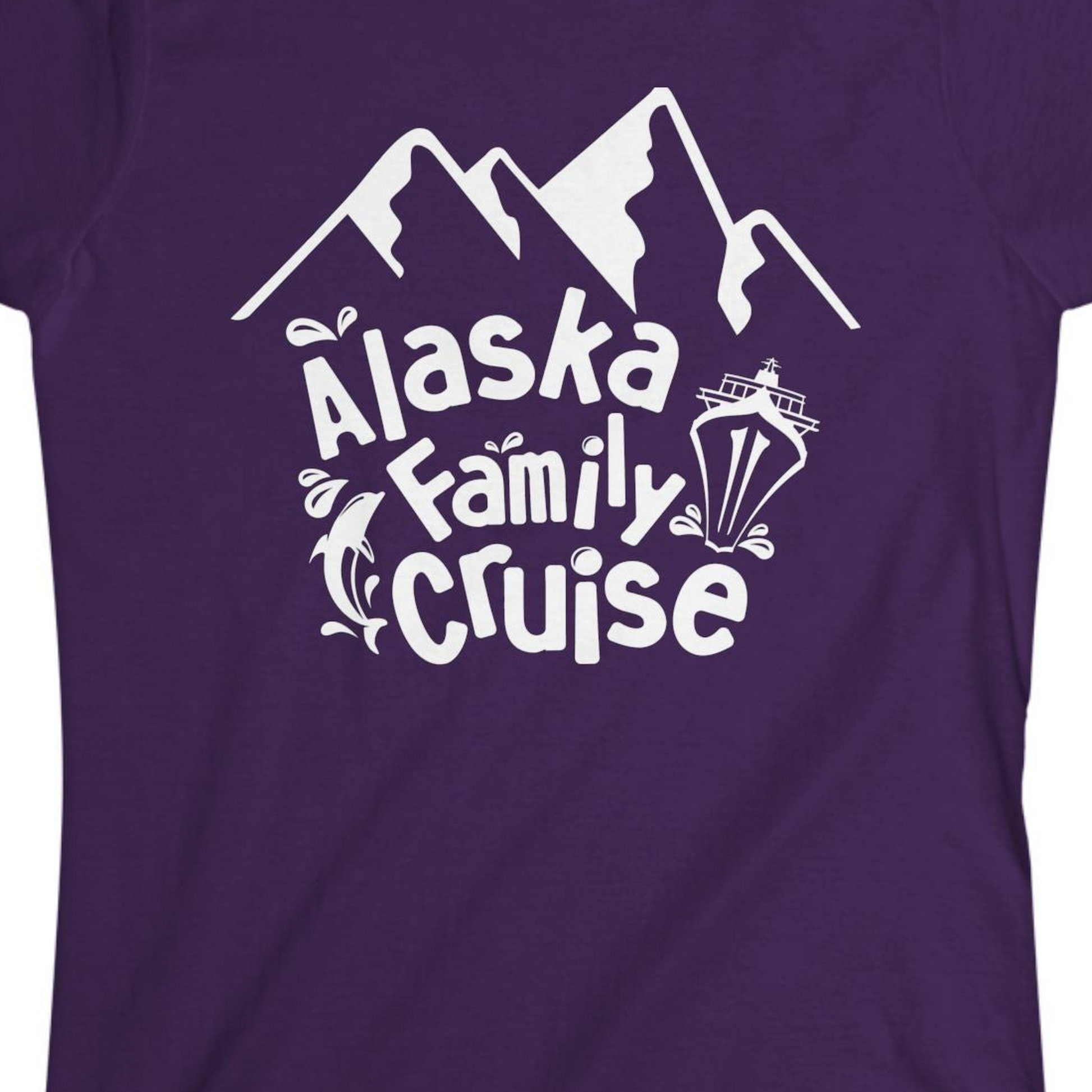 Alaska Family Cruise Adventure Shirt Ladies T-Shirt – Purple – Alaska Cruise Shirts Close Up