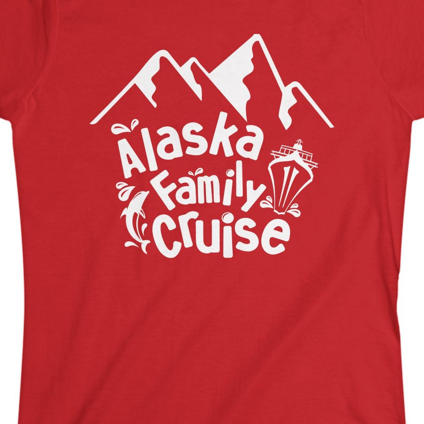 Alaska Family Cruise Adventure Shirt Ladies T-Shirt – Red – Alaska Cruise Shirts Close Up