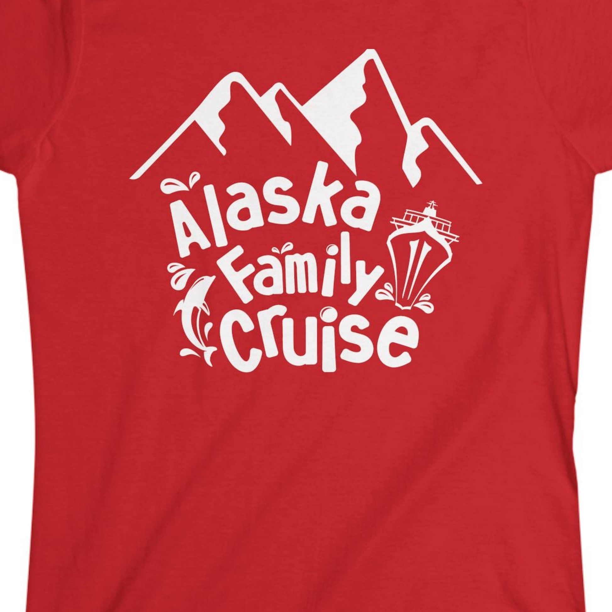 Alaska Family Cruise Adventure Shirt Ladies T-Shirt – Red – Alaska Cruise Shirts Close Up