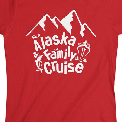 Alaska Family Cruise Adventure Shirt Ladies T-Shirt – Red – Alaska Cruise Shirts Close Up
