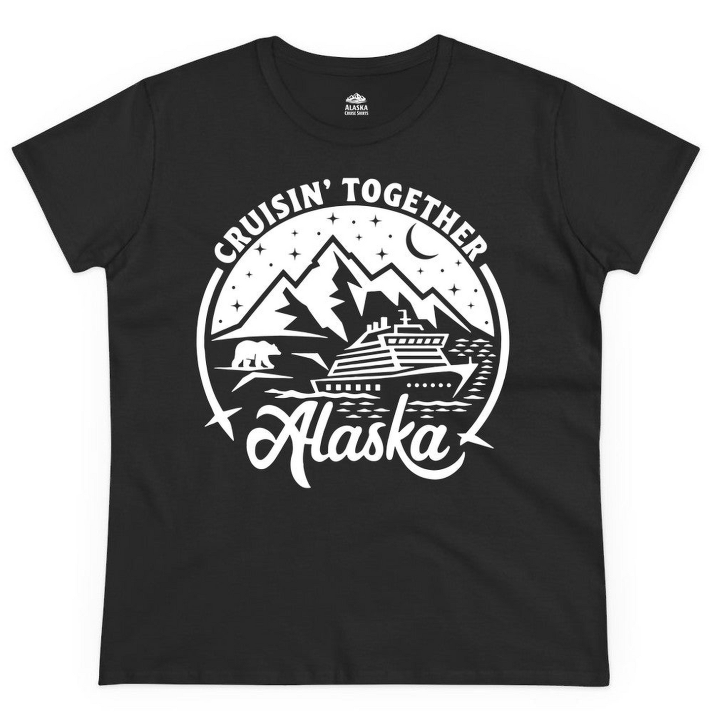 Alaska Cruise Adventure Shirt Ladies T-Shirt – Black – Alaska Cruise Shirts Close Up