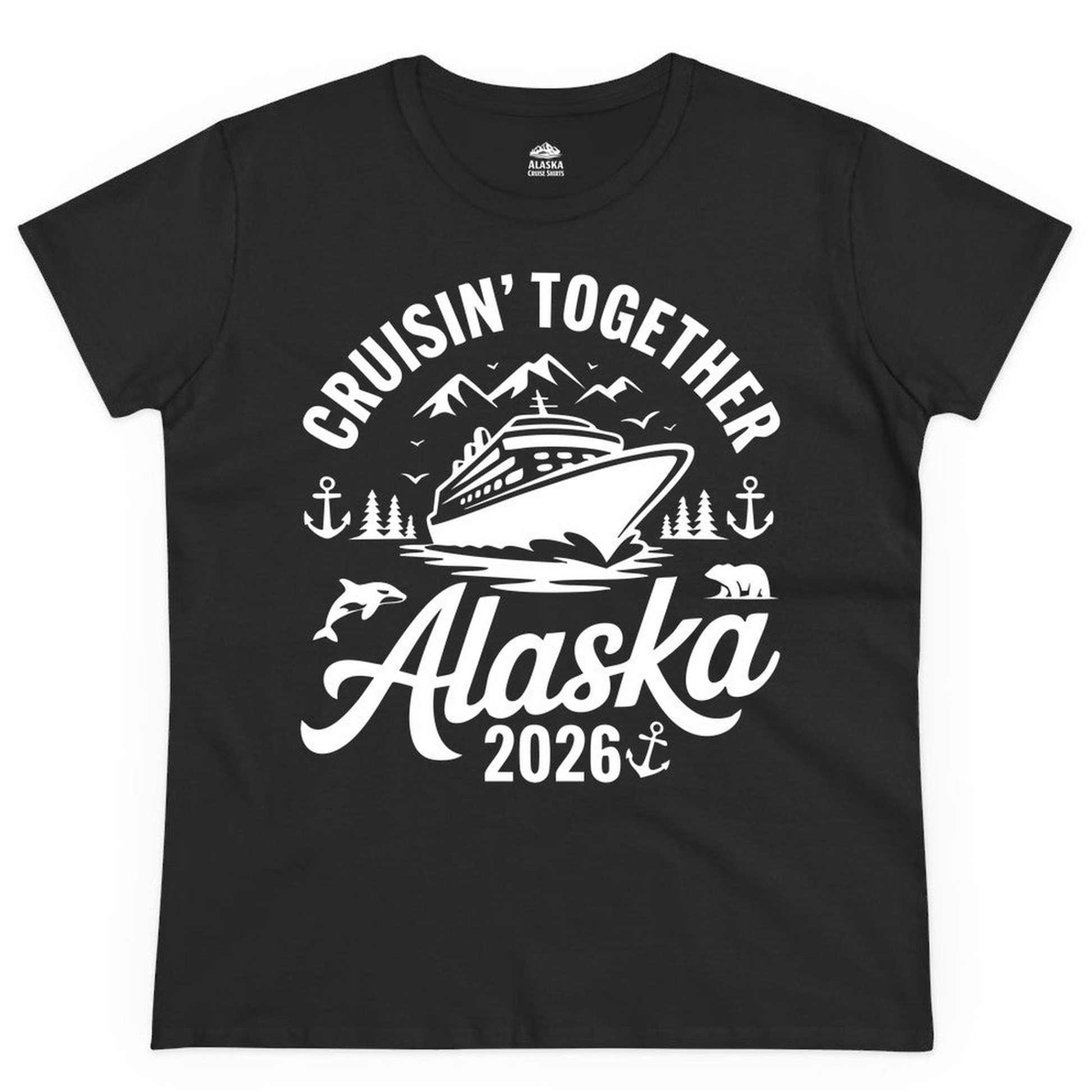 Alaska Cruise Adventure Shirt Ladies T-Shirt – Black – Alaska Cruise Shirts Close Up