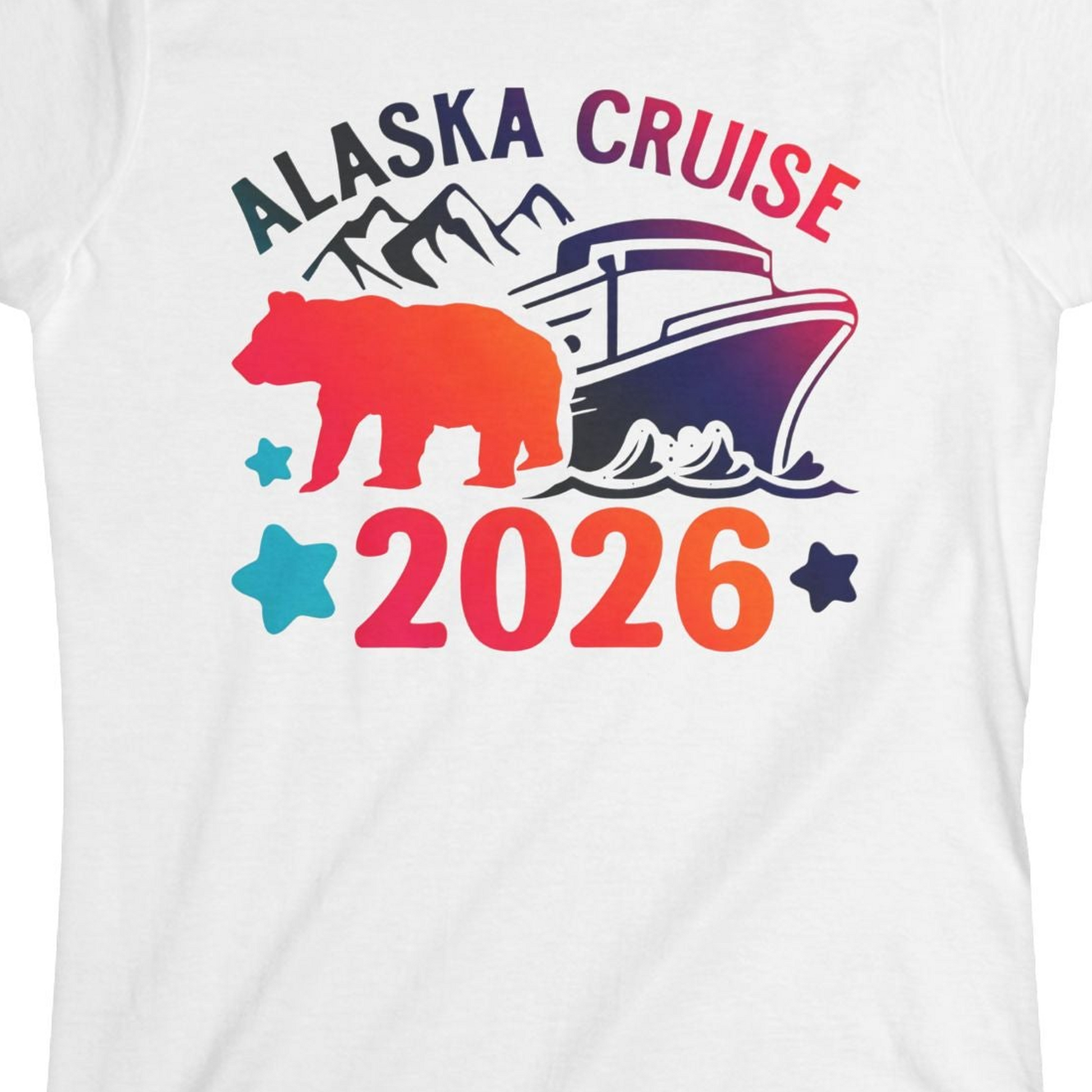 Alaska Cruise 2026 Shirt Ladies T-Shirt – White – Alaska Cruise Shirts Close Up