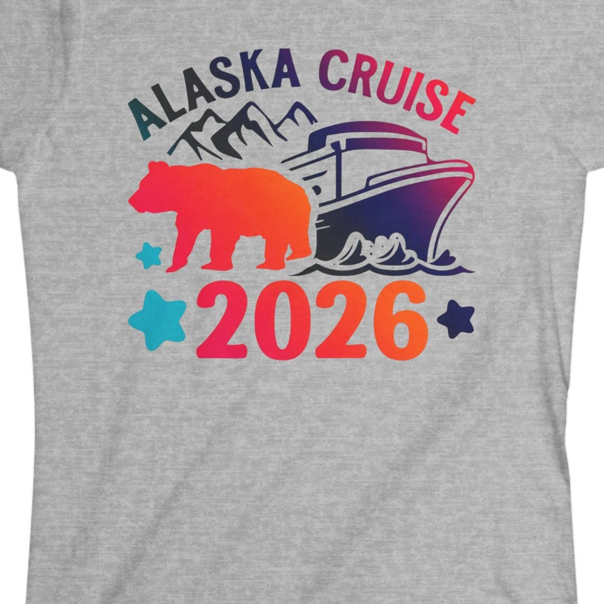 Alaska Cruise 2026 Shirt Ladies T-Shirt – Sport Grey – Alaska Cruise Shirts Close Up