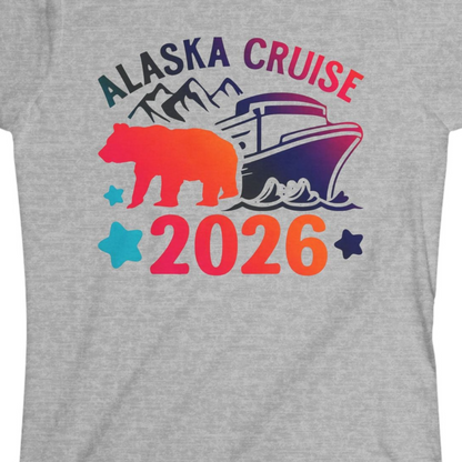 Alaska Cruise 2026 Shirt Ladies T-Shirt – Sport Grey – Alaska Cruise Shirts Close Up