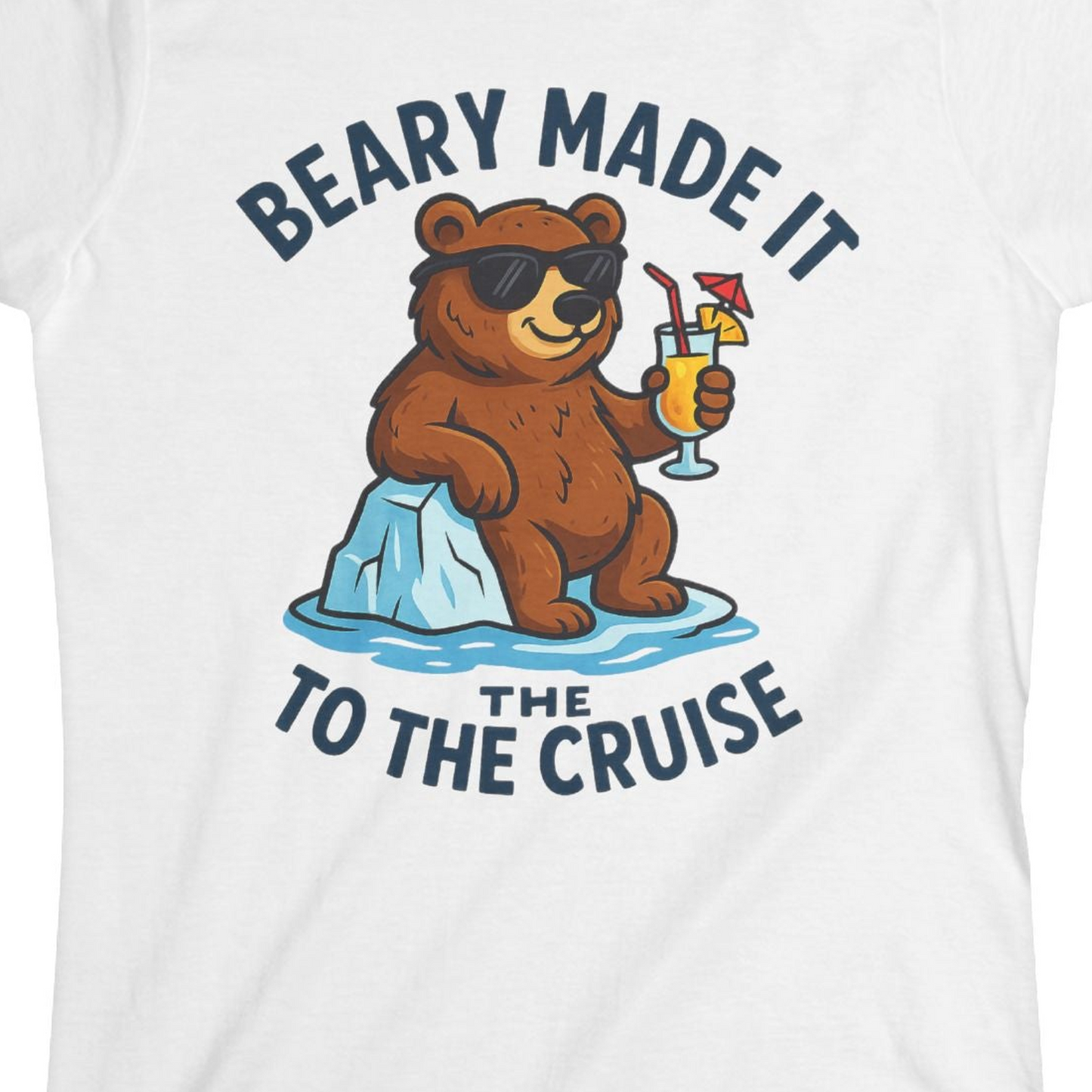 Funny Cruise Bear Shirt Ladies T-Shirt – White – Alaska Cruise Shirts Close Up