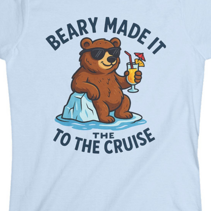 Funny Cruise Bear Shirt Ladies T-Shirt – Light Blue – Alaska Cruise Shirts Close Up