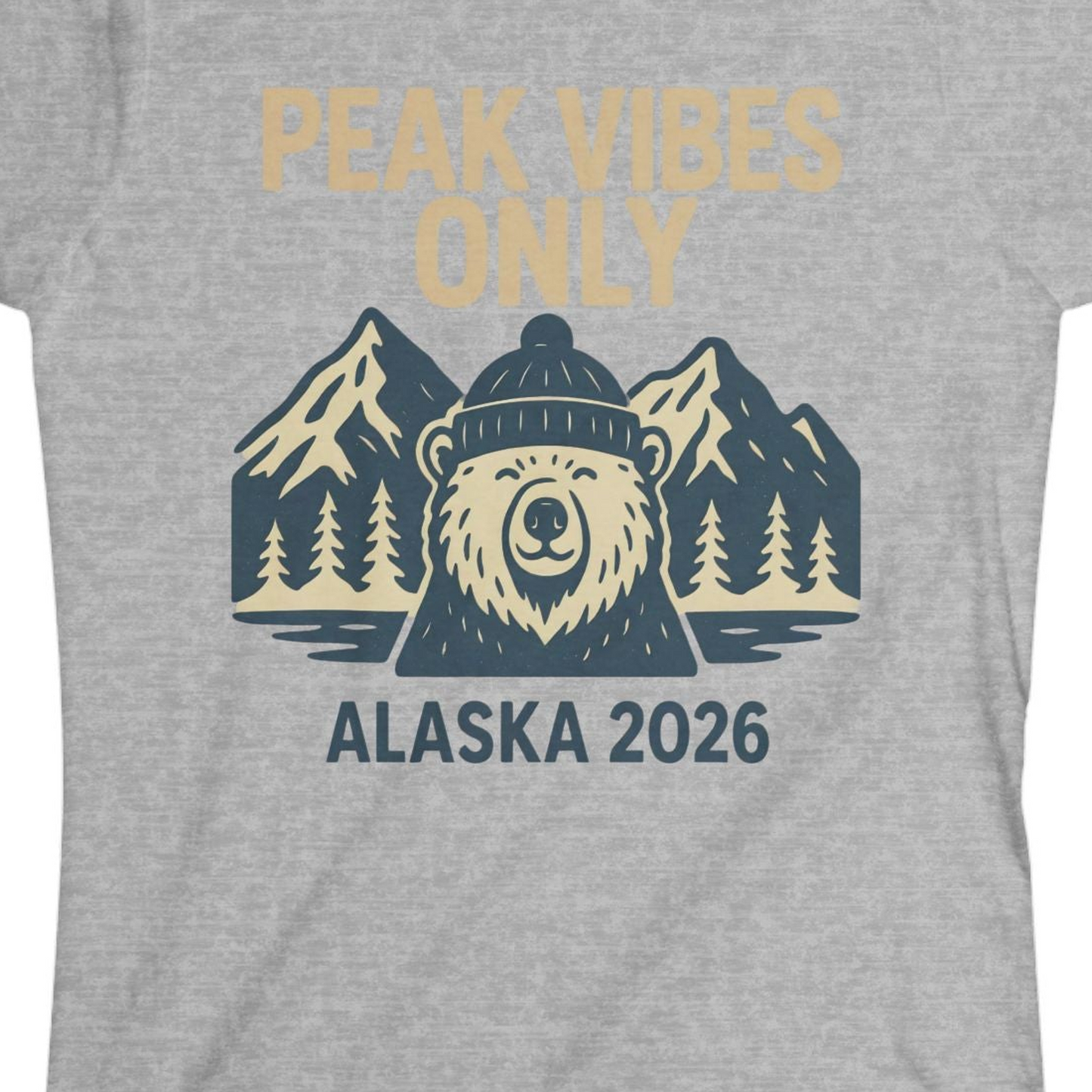 Alaska 2026 Mountain Adventure Bear Ladies T-Shirt – Sport Grey – Alaska Cruise Shirts Close Up