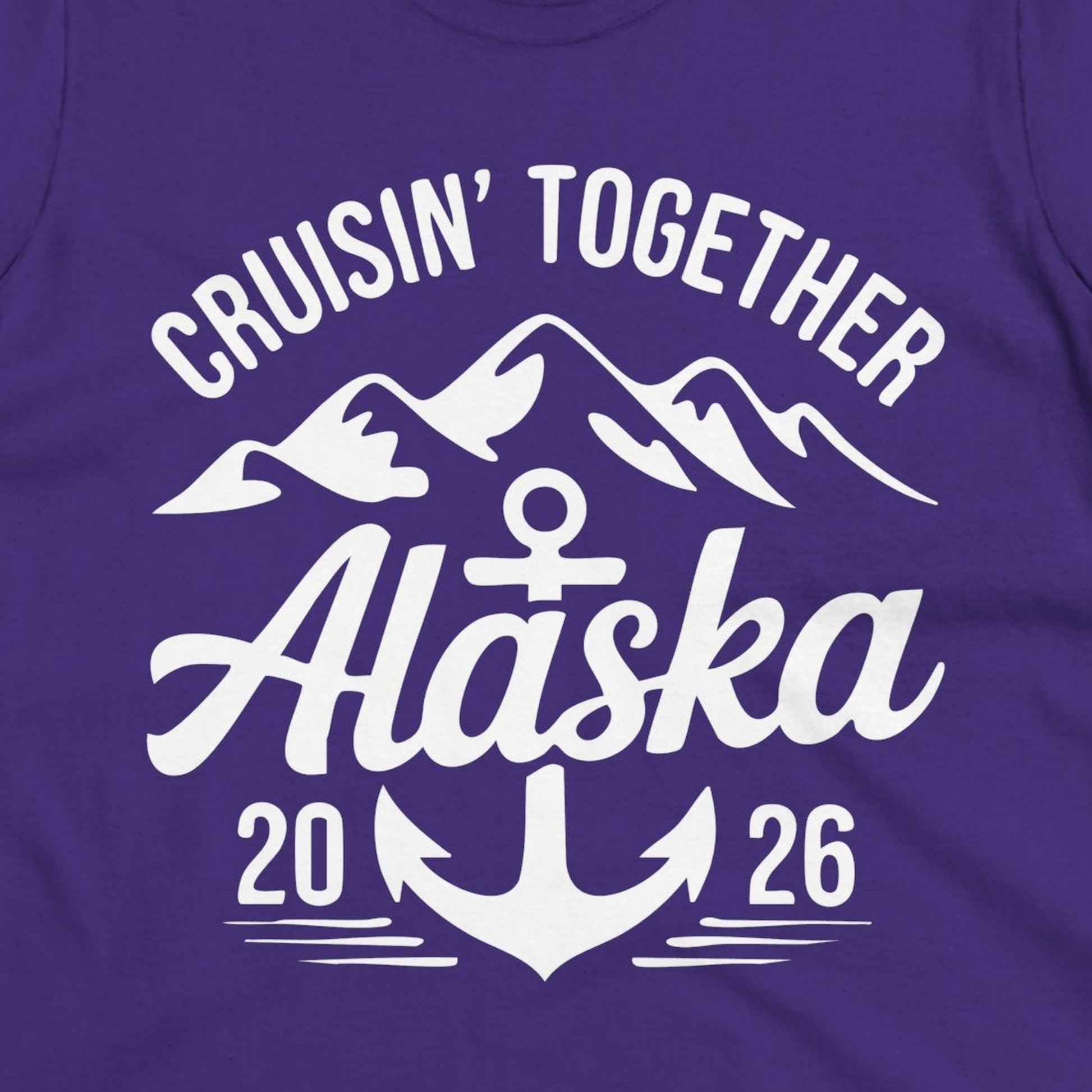 Alaska Cruise Shirt Ladies T-Shirt – Purple – Alaska Cruise Shirts Close Up