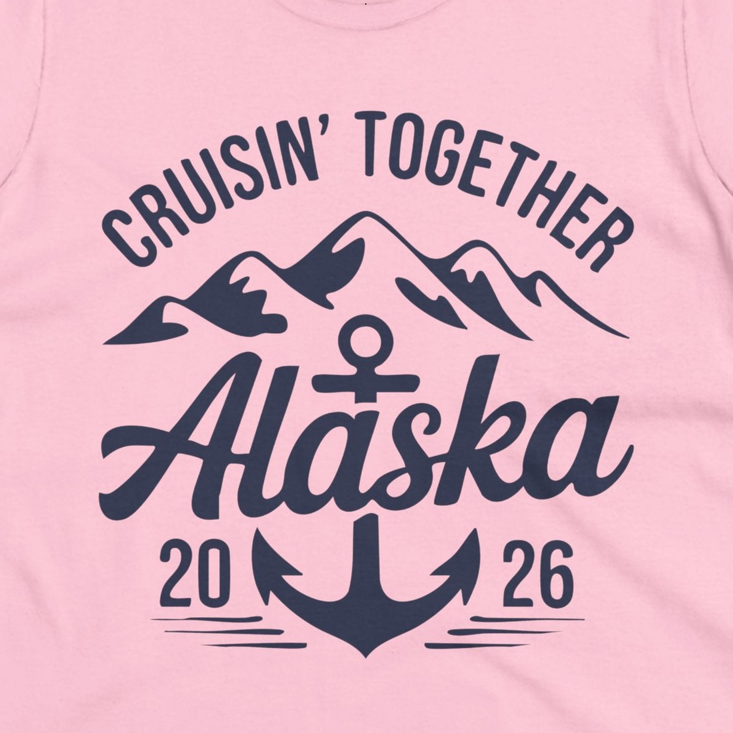 Alaska Cruise Shirt Ladies T-Shirt – Light Pink – Alaska Cruise Shirts Close Up
