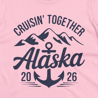 Alaska Cruise Shirt Ladies T-Shirt – Light Pink – Alaska Cruise Shirts Close Up