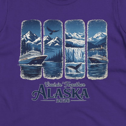 Alaska Cruise Adventure Shirt Ladies T-Shirt – Purple – Alaska Cruise Shirts Close Up