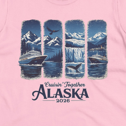 Alaska Cruise Adventure Shirt Ladies T-Shirt – Light Pink – Alaska Cruise Shirts Close Up