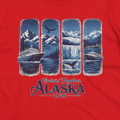 Alaska Cruise Adventure Shirt Ladies T-Shirt – Red – Alaska Cruise Shirts Close Up
