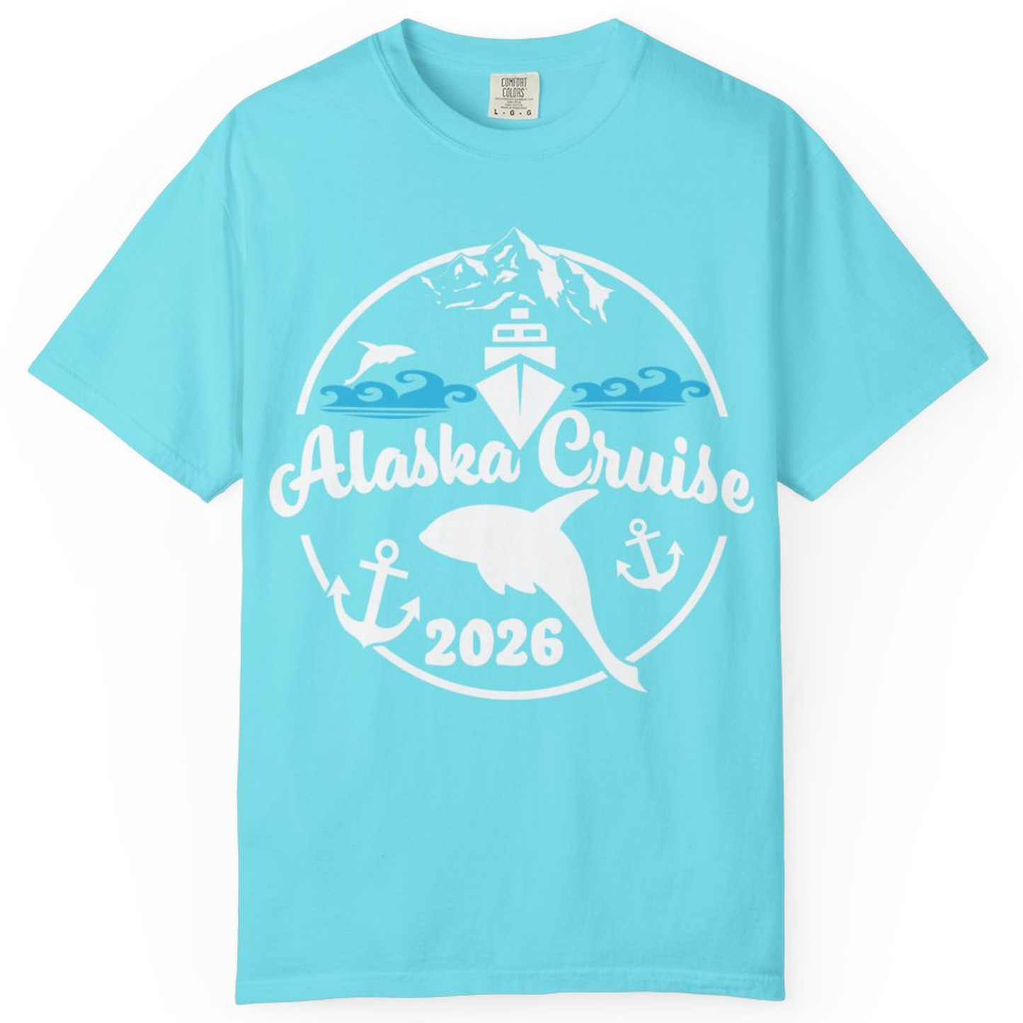Alaska Cruise 2026 Shirt - Nautical Wildlife Adventure Graphic Tee – Lagoon Blue – Alaska Cruise Shirts