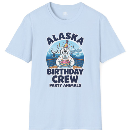 Alaska Birthday Crew Party Animals Polar Bear Cruise Shirt – Light Blue – Alaska Cruise Shirts
