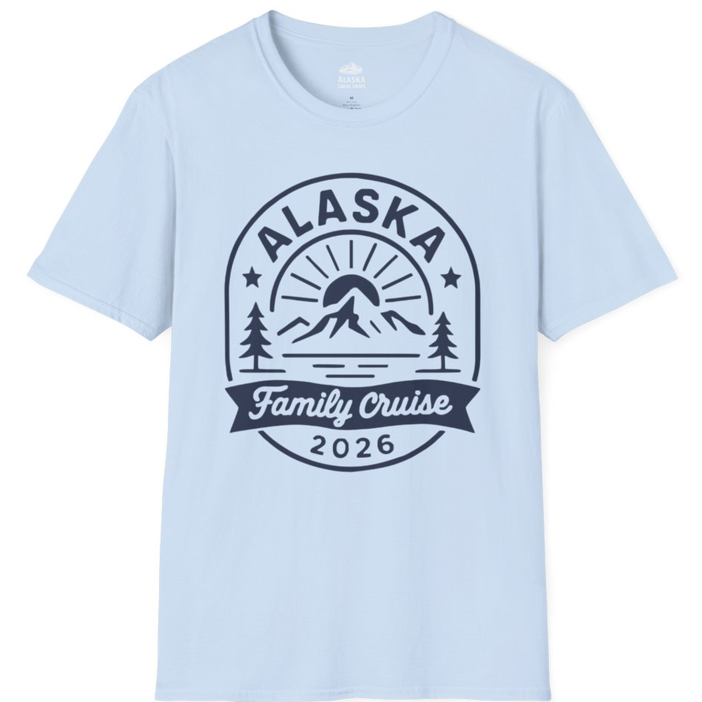 Alaska Family Cruise 2026 Mountain Nature Adventure Shirt – Light Blue – Alaska Cruise Shirts