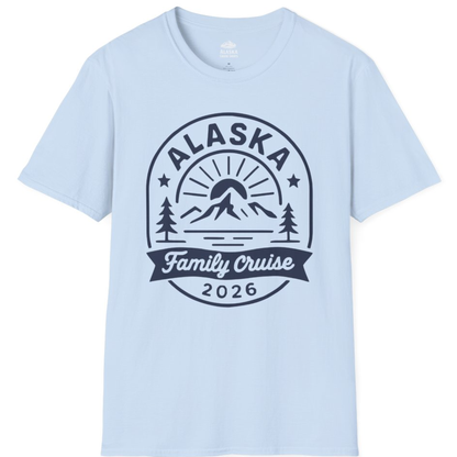 Alaska Family Cruise 2026 Mountain Nature Adventure Shirt – Light Blue – Alaska Cruise Shirts